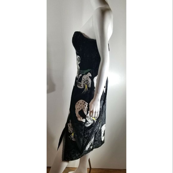 Erdem Rebecca' Women's Black Embroidered Velvet Strapless Dress, US 4, UK 8 - Picture 7 of 8